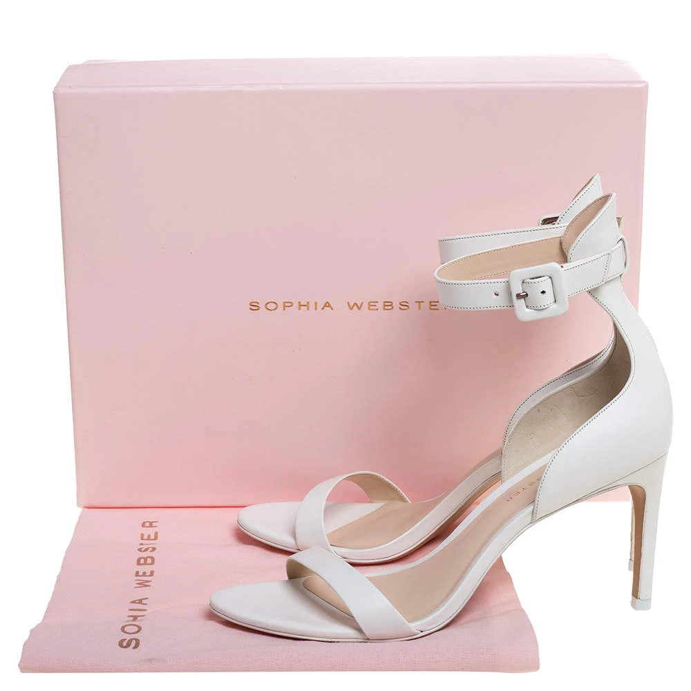 Sophia Webster White Leather Nicole Ankle Cuff Sandals Size 37.5 For Women - Image 8