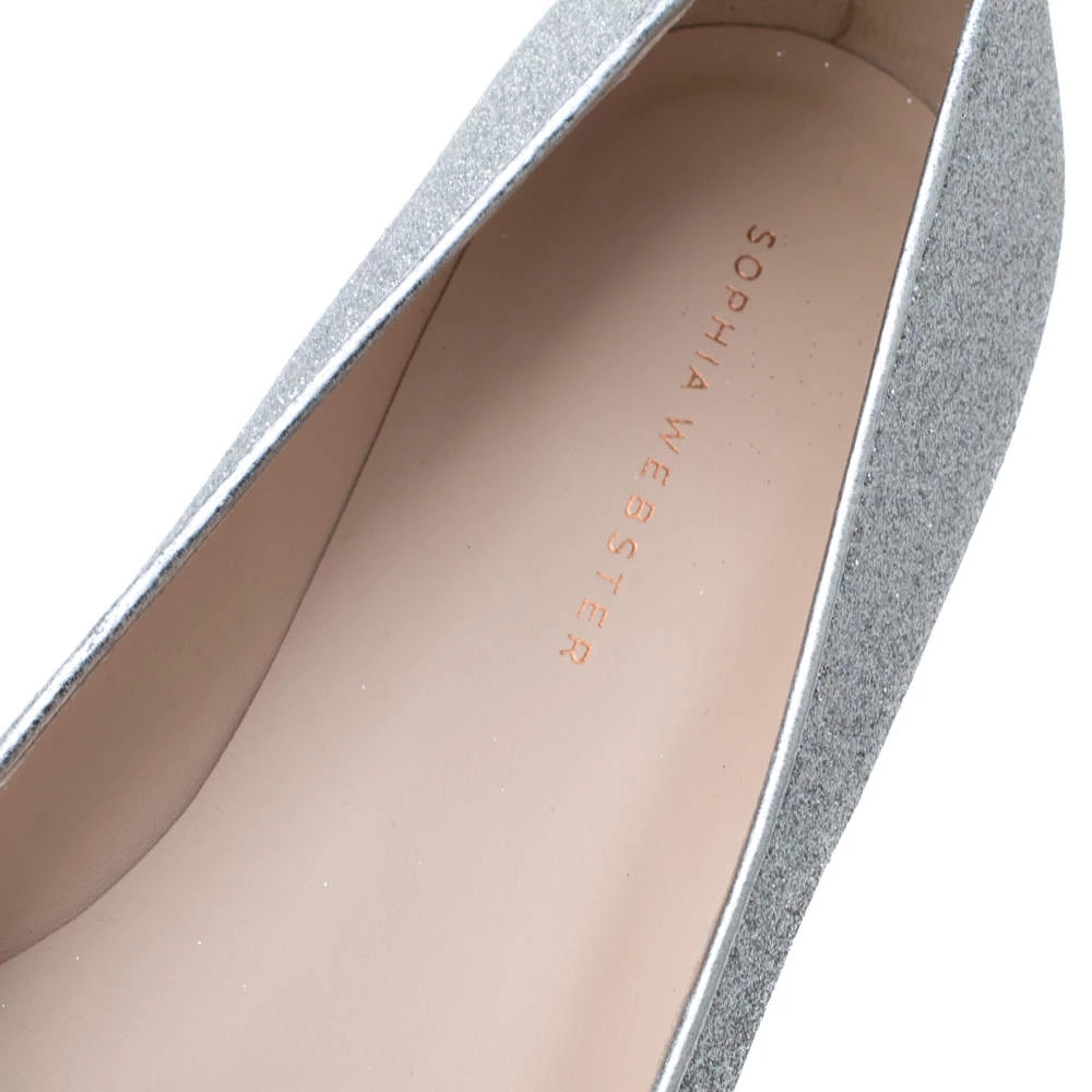 Sophia Webster Silver Glitter Bibi Butterfly Ballet Flats Size 40 For Women - Image 7