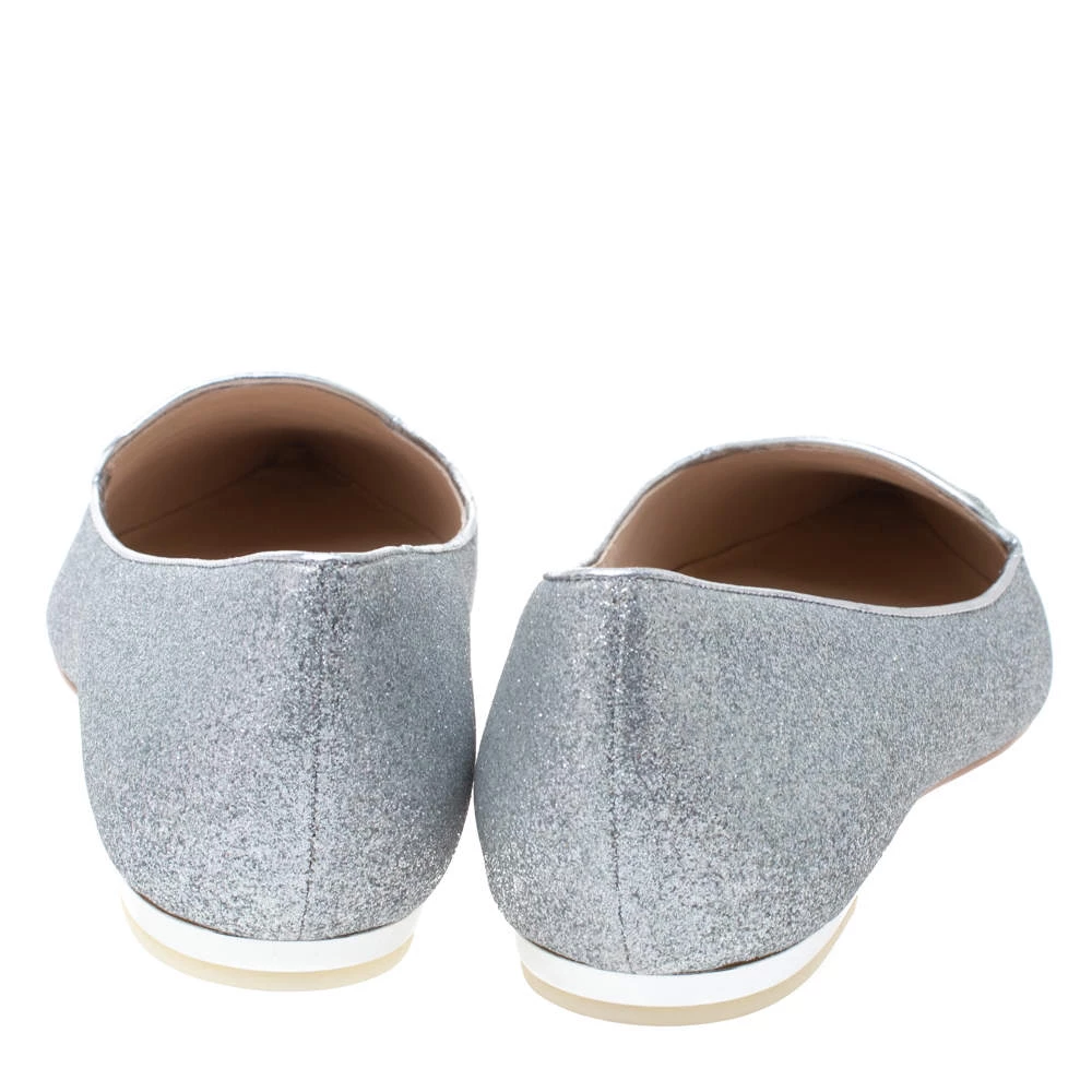 Sophia Webster Silver Glitter Bibi Butterfly Ballet Flats Size 40 For Women - Image 5