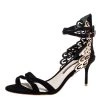 Sophia Webster Black Suede And Laser Cut Rose Gold Leather Micah Open Toe Sandals Size 40 For Women