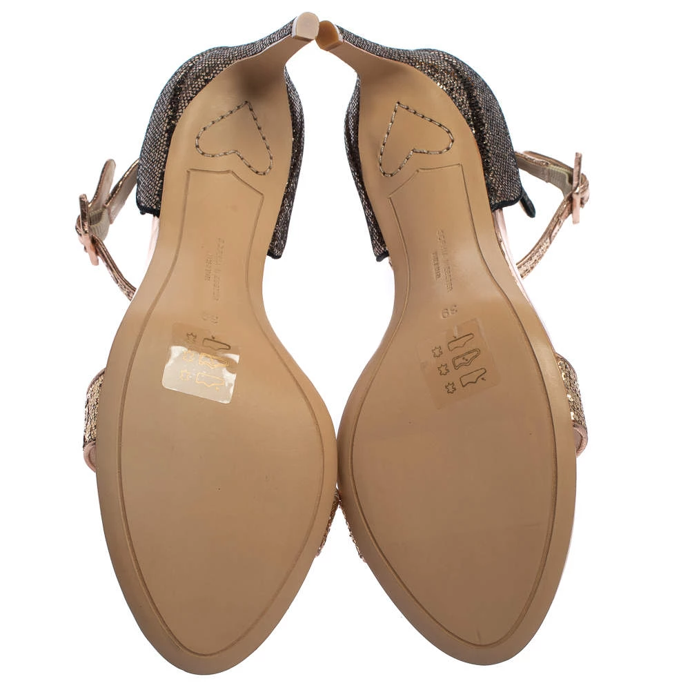 Sophia Webster Bronze/Gold Glitter Nicole Ankle Strap Sandals Size 39 For Women - Image 6