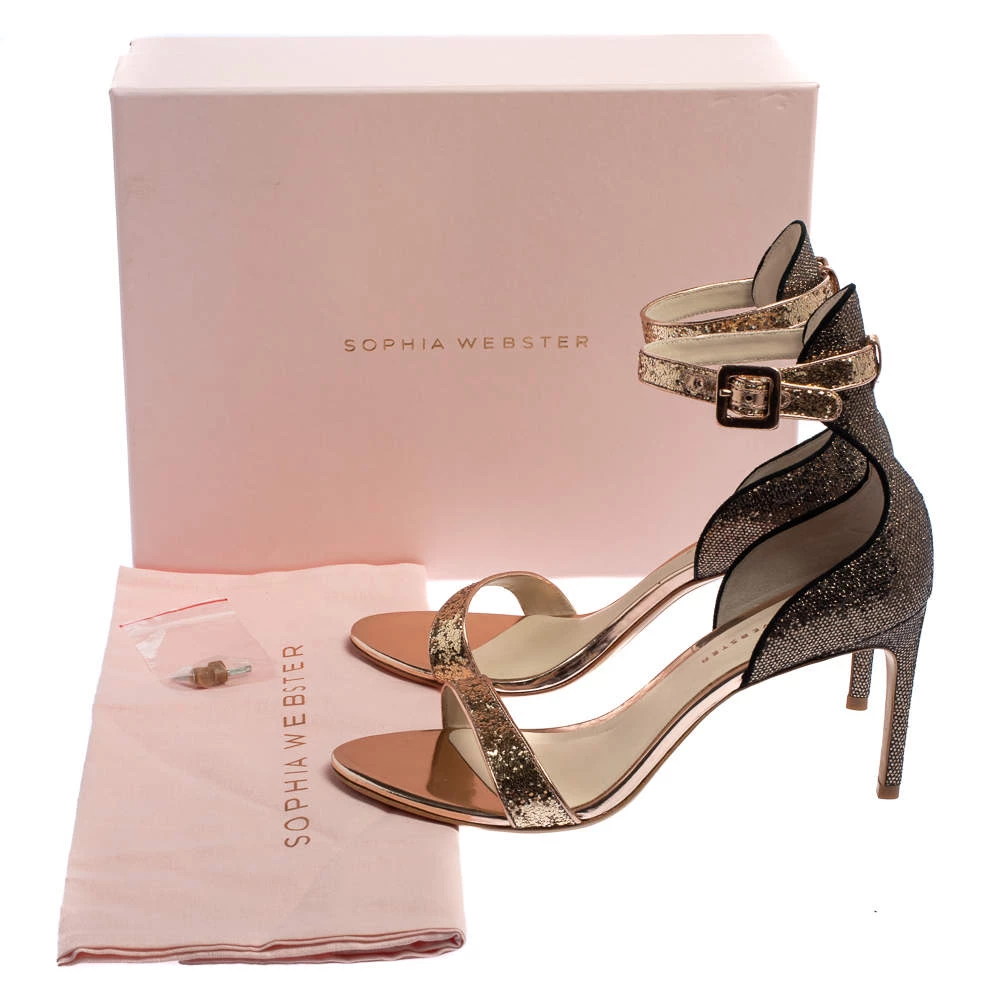 Sophia Webster Bronze/Gold Glitter Nicole Ankle Strap Sandals Size 39 For Women - Image 8