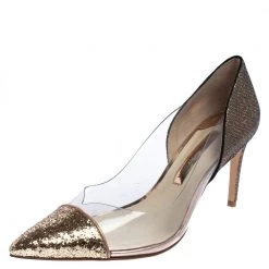 Sophia Webster Gold/Bronze Glitter And PVC Daria Pumps Size 40.5 For Women