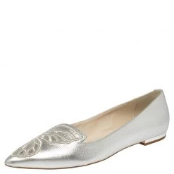 Sophia Webster Silver Leather Bibi Butterfly Flats Size 38.5 For Women