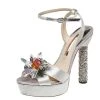Sophia Webster Grey Velvet Glacia Embellished Platform Ankle Strap Sandals Size 39 For Women