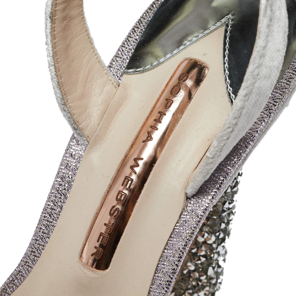 Sophia Webster Grey Velvet Glacia Embellished Platform Ankle Strap Sandals Size 39 For Women - Image 7