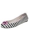 Sophia Webster White/Black Leather Miami Stripe Ballet Flat Size 38 For Women