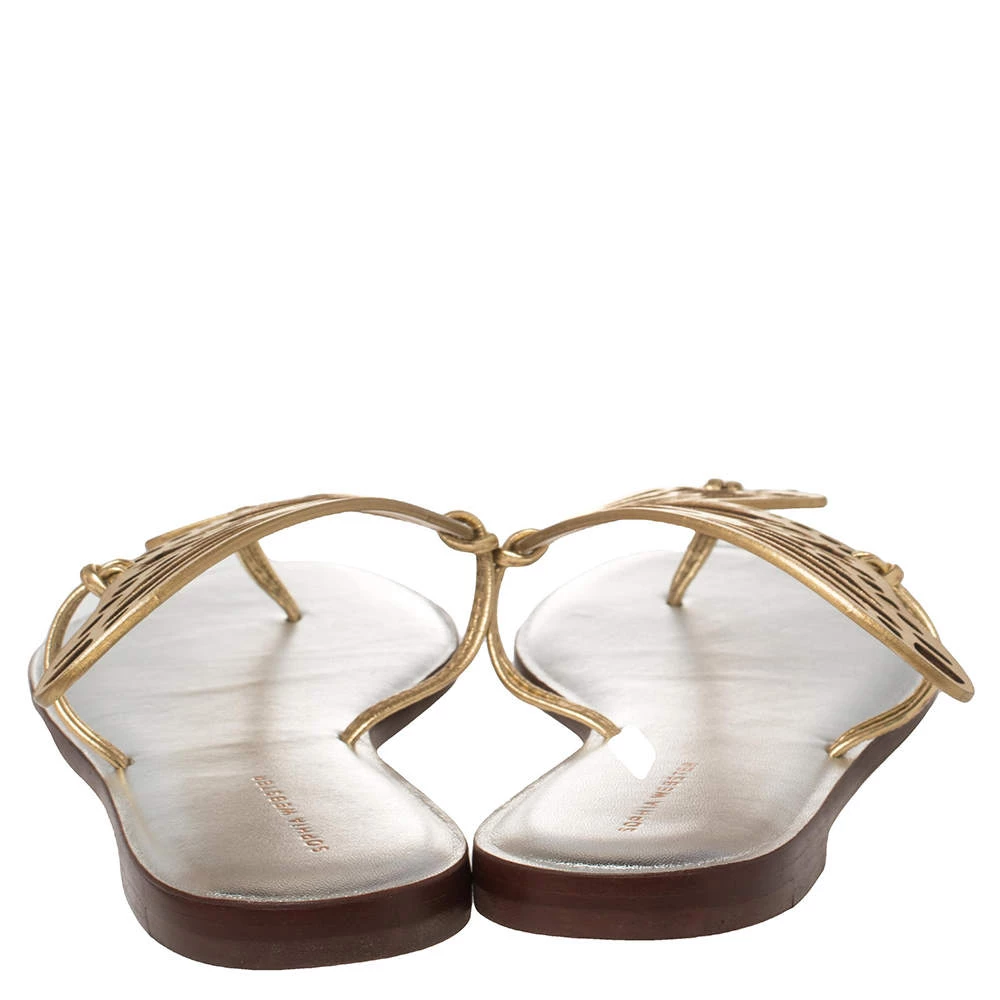 Sophia Webster Gold Leather Talulah Flats Size 41 For Women - Image 5