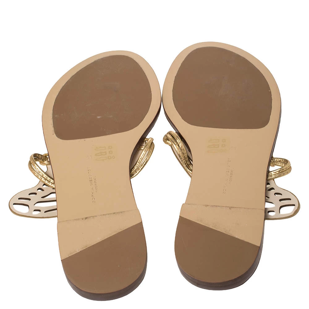 Sophia Webster Gold Leather Talulah Flats Size 41 For Women - Image 6