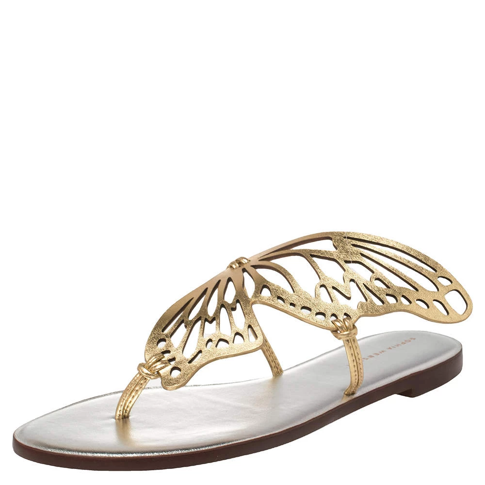 Sophia Webster Gold Leather Talulah Flats Size 41 For Women
