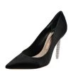 Sophia Webster Black Satin Crystal Embellished Coco Pumps Size 37.5 For Women
