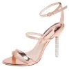 Sophia Webster Rose Gold Leather Rosalind Crystal Heel Ankle Strap Sandals Size 39 For Women