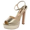 Sophia Webster Gold Leather Natalia Platform Ankle Strap Sandals Size 38.5 For Women
