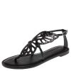 Sophia Webster Black Glitter Leather Butterfly Flat Sandals Size 38 For Women