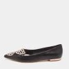 Sophia Webster Black Leather Embroidered Bibi Butterfly Pointed-Toe Ballet Flats Size 38.5 For Women