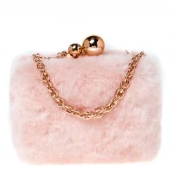 Sophia Webster Light Pink Faux Fur Vivi Bella Chain Clutch For Women