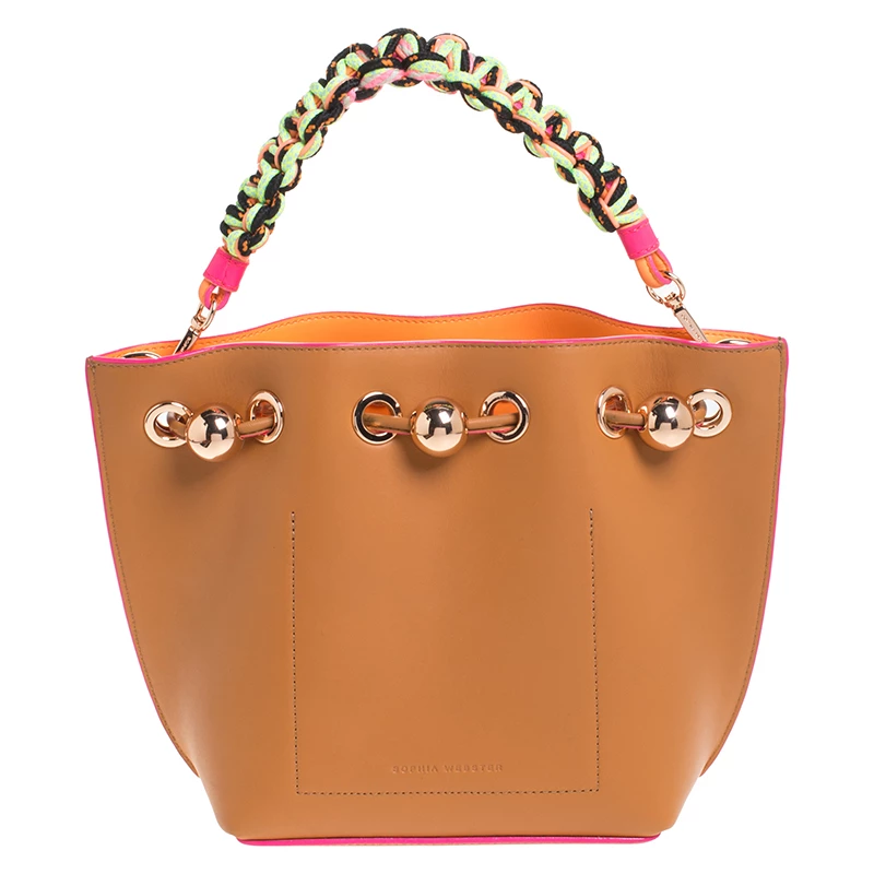 Sophia Webster Brown Leather Romy Drawstring Bucket Bag For Women - Image 4