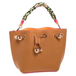 Sophia Webster Brown Leather Romy Drawstring Bucket Bag For Women