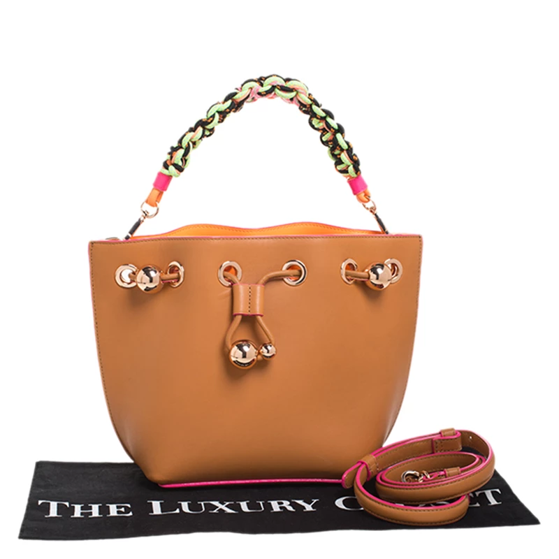 Sophia Webster Brown Leather Romy Drawstring Bucket Bag For Women - Image 9