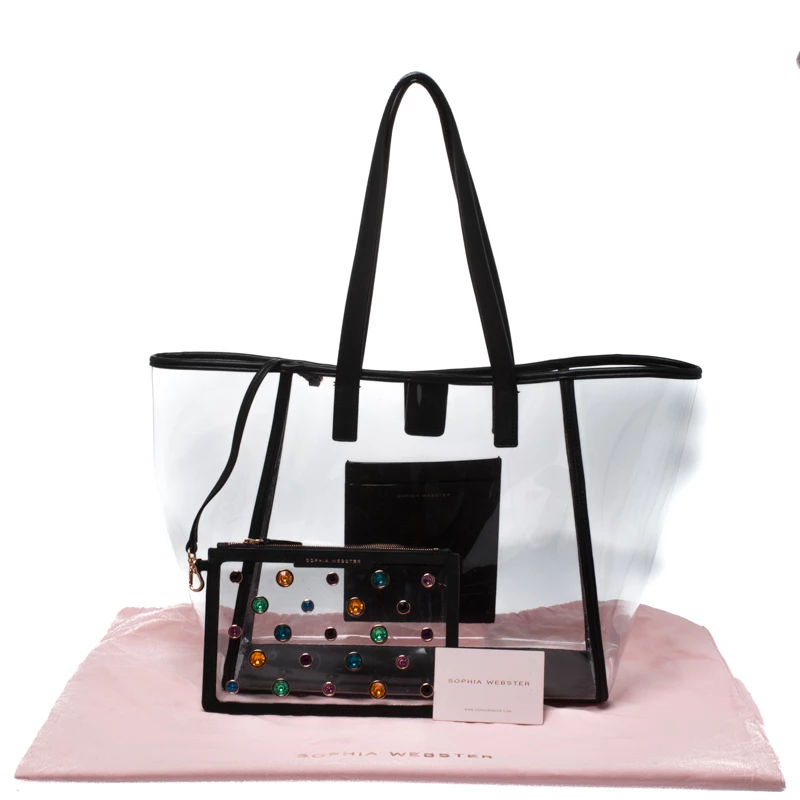 Sophia Webster Clear/Black Dina PVC And Leather Tote For Women - Image 9