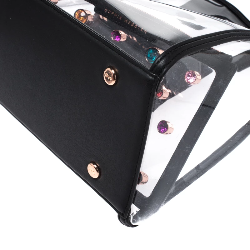 Sophia Webster Clear/Black Dina PVC And Leather Tote For Women - Image 11