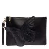 Sophia Webster Black Leather Butterfly Wristlet Clutch For Women