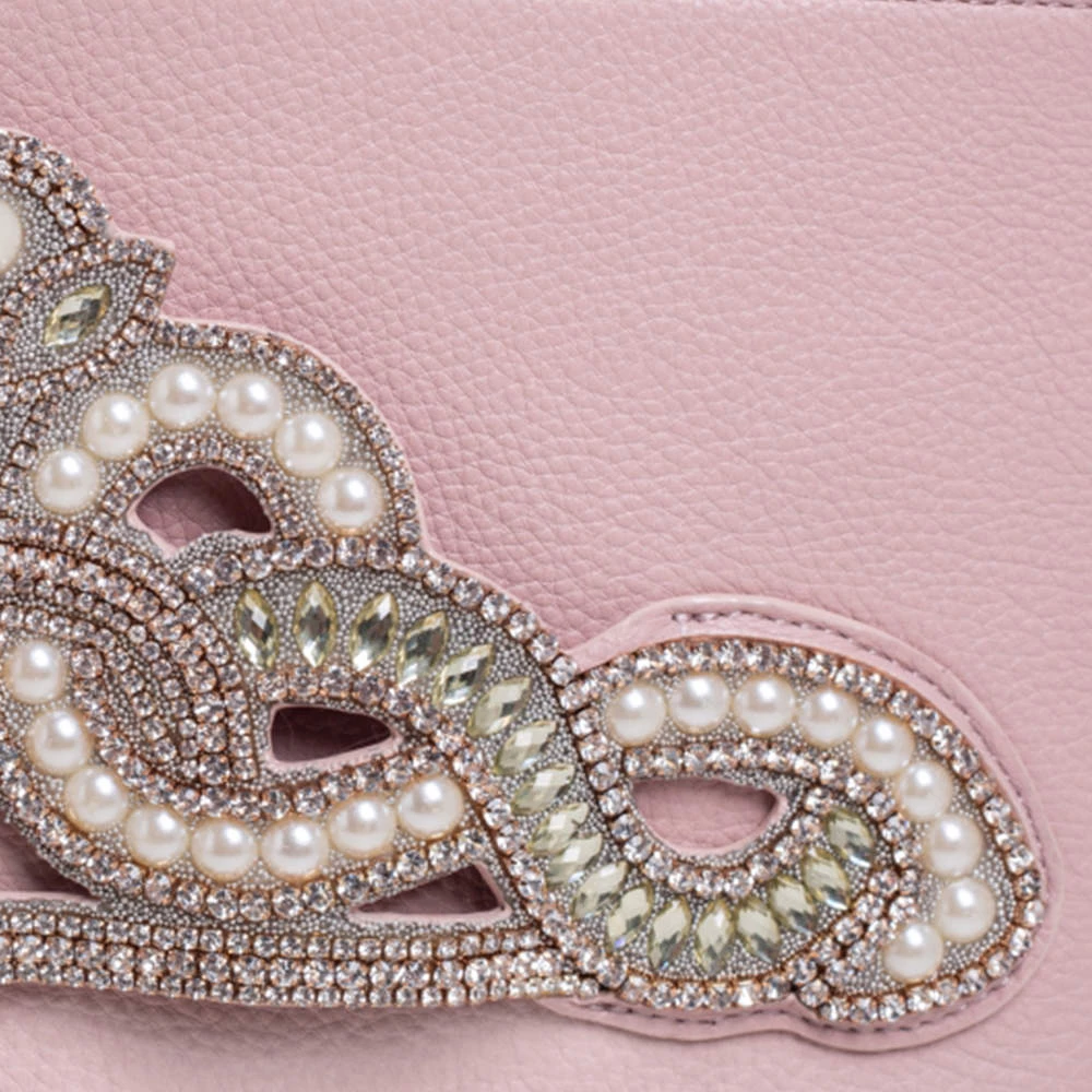 Sophia Webster Powder Pink Leather Flowwy Royalty Wristlet Clutch For Women - Image 5