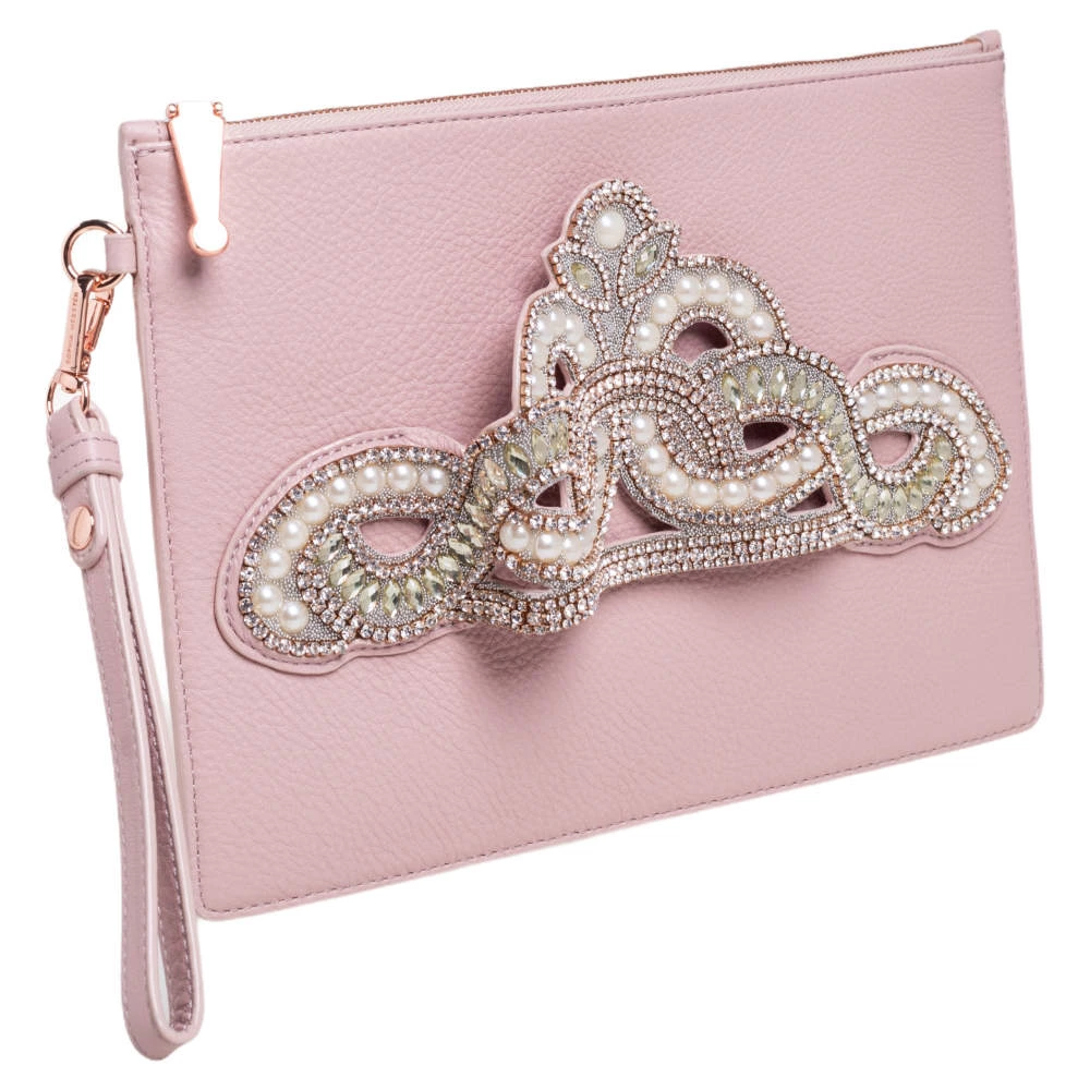 Sophia Webster Powder Pink Leather Flowwy Royalty Wristlet Clutch For Women - Image 3