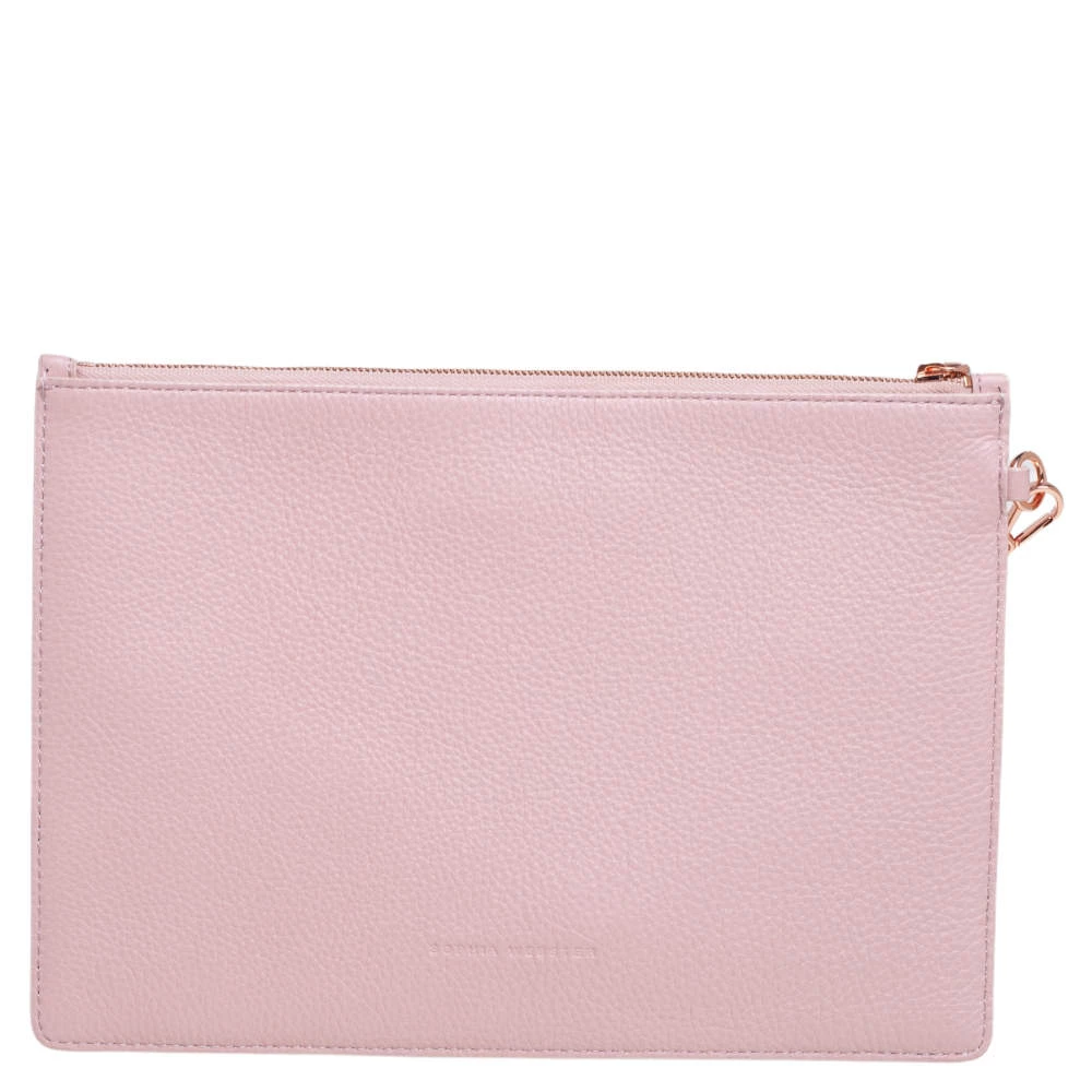 Sophia Webster Powder Pink Leather Flowwy Royalty Wristlet Clutch For Women - Image 4