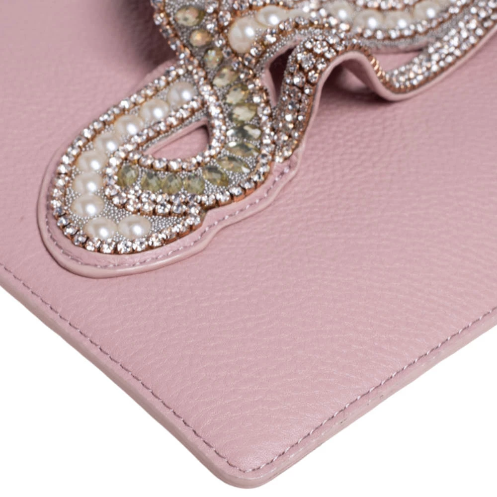 Sophia Webster Powder Pink Leather Flowwy Royalty Wristlet Clutch For Women - Image 10