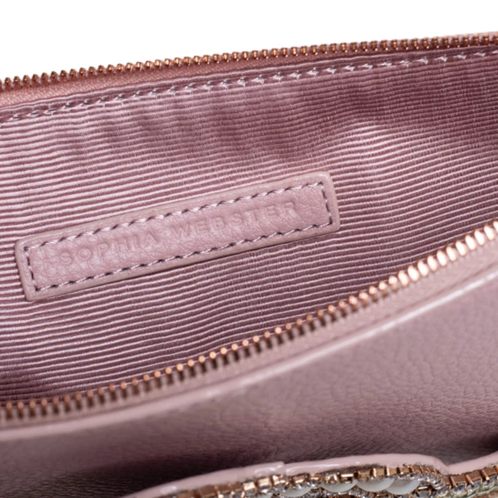 Sophia Webster Powder Pink Leather Flowwy Royalty Wristlet Clutch For Women - Image 8