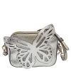 Sophia Webster Silver Leather Flossy Butterfly Camera Crossbody Bag For Women