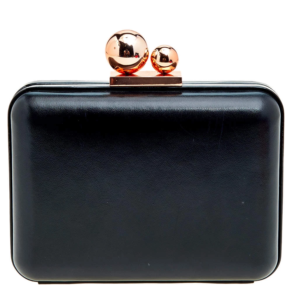Sophia Webster Black Leather Vivi Butterfly Handle Box Clutch For Women - Image 4
