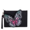 Sophia Webster Black Leather Butterfly Embellished Clutch For Women