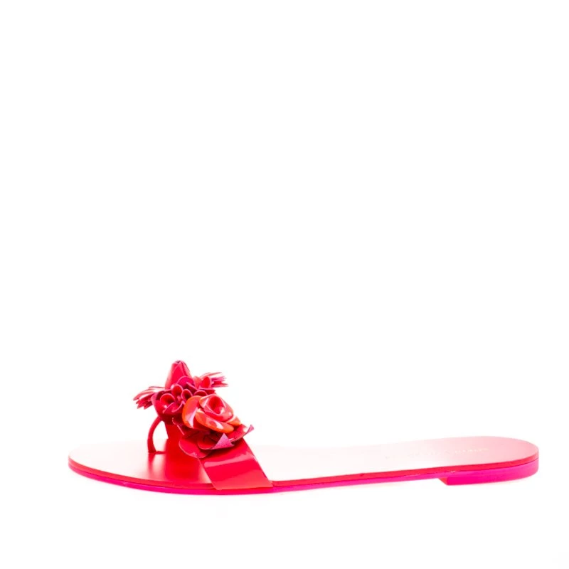 Sophia Webster Florescent Pink Lilico Floral Embellished Flat Slides Size 39 For Women - Image 2