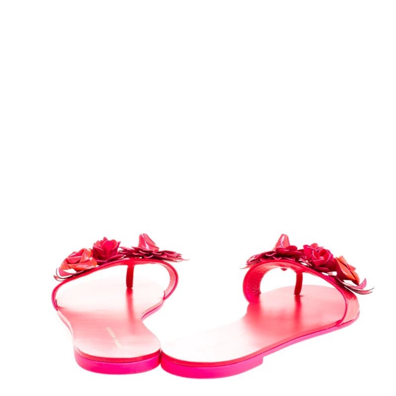 Sophia Webster Florescent Pink Lilico Floral Embellished Flat Slides Size 39 For Women - Image 5