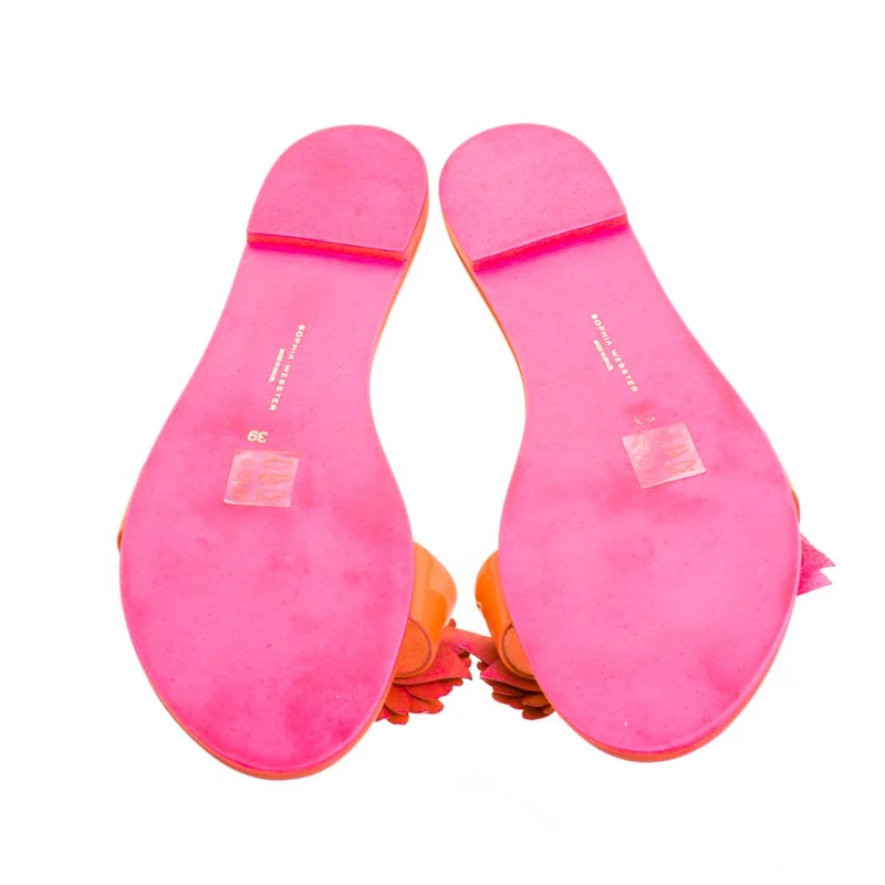 Sophia Webster Florescent Pink Lilico Floral Embellished Flat Slides Size 39 For Women - Image 6