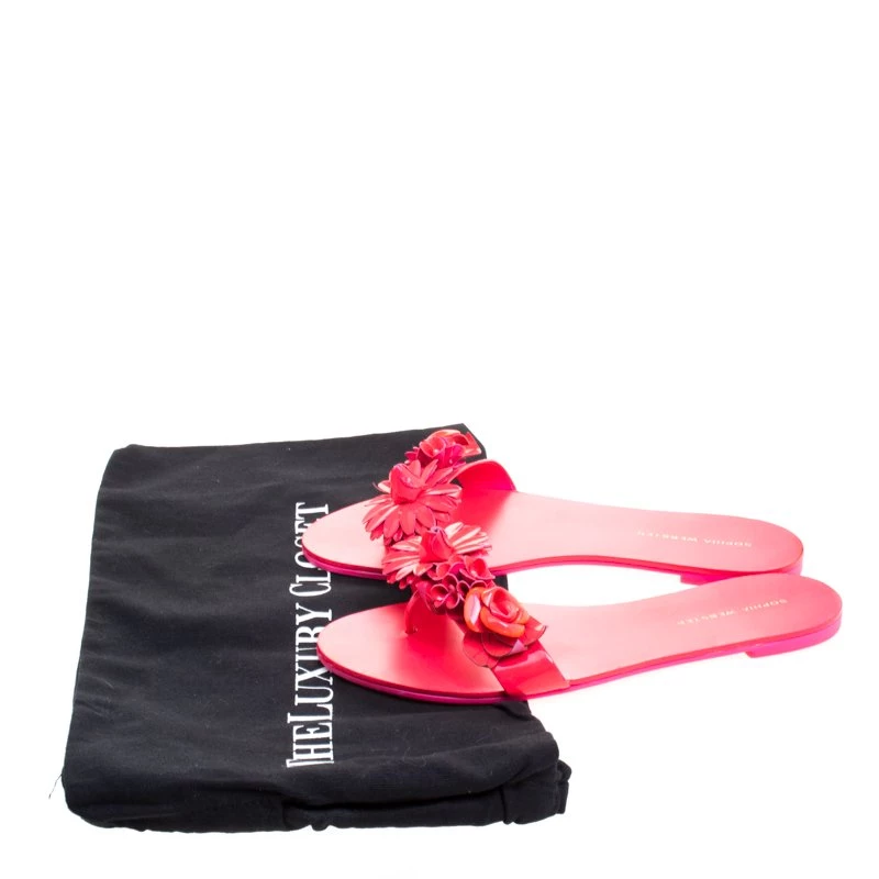 Sophia Webster Florescent Pink Lilico Floral Embellished Flat Slides Size 39 For Women - Image 8