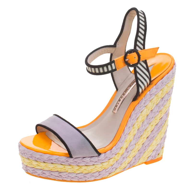 Sophia Webster Multicolor Suede And Patent Leather Lucita Espadrille Wedges Size 36 For Women