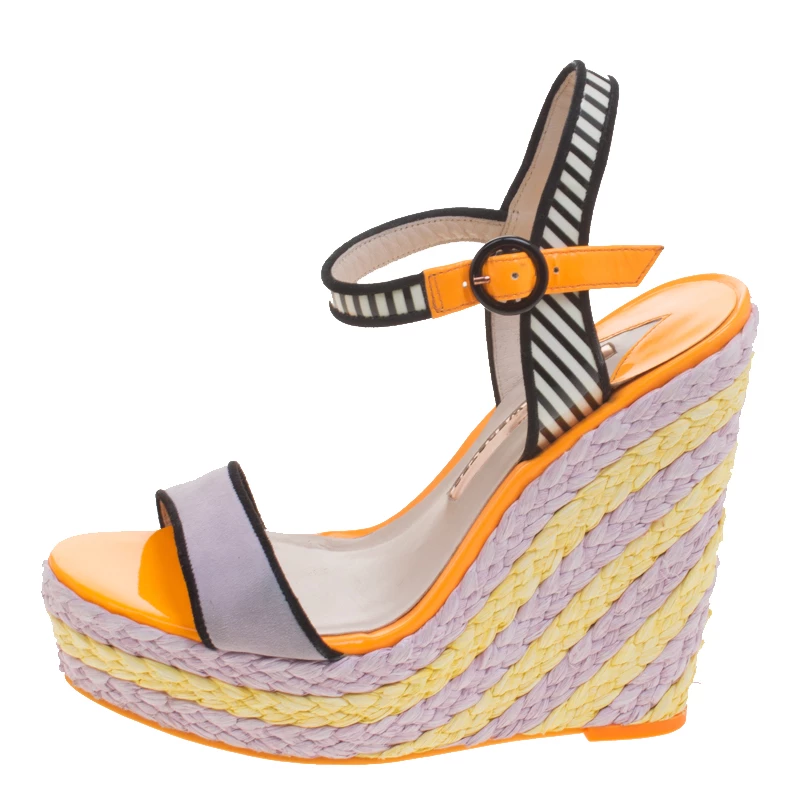 Sophia Webster Multicolor Suede And Patent Leather Lucita Espadrille Wedges Size 36 For Women - Image 2