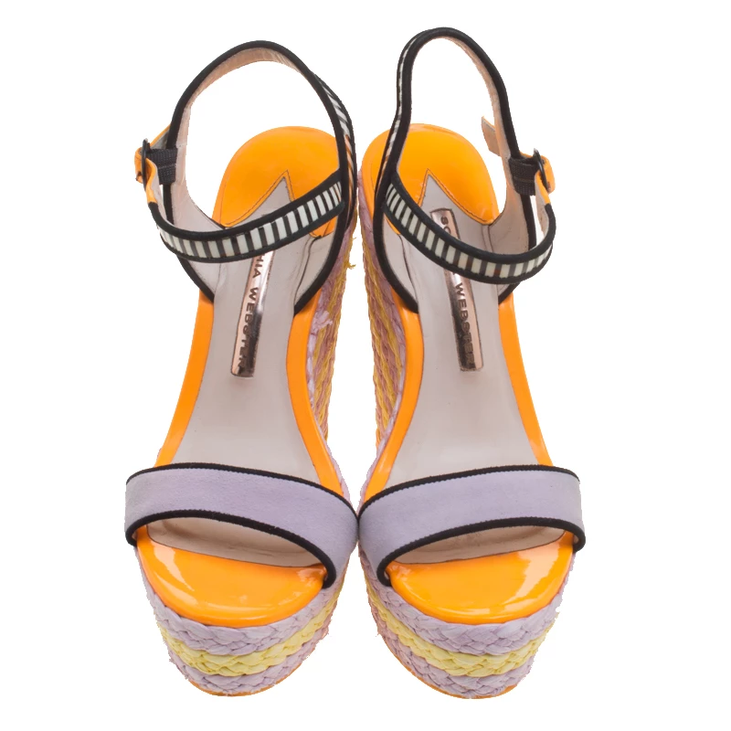 Sophia Webster Multicolor Suede And Patent Leather Lucita Espadrille Wedges Size 36 For Women - Image 3