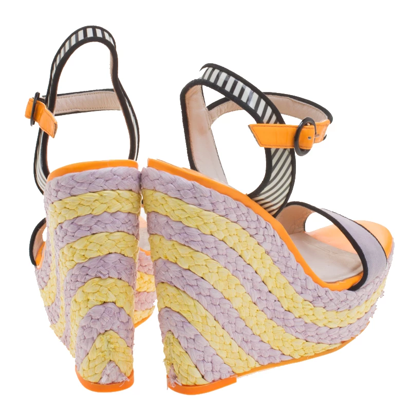 Sophia Webster Multicolor Suede And Patent Leather Lucita Espadrille Wedges Size 36 For Women - Image 5
