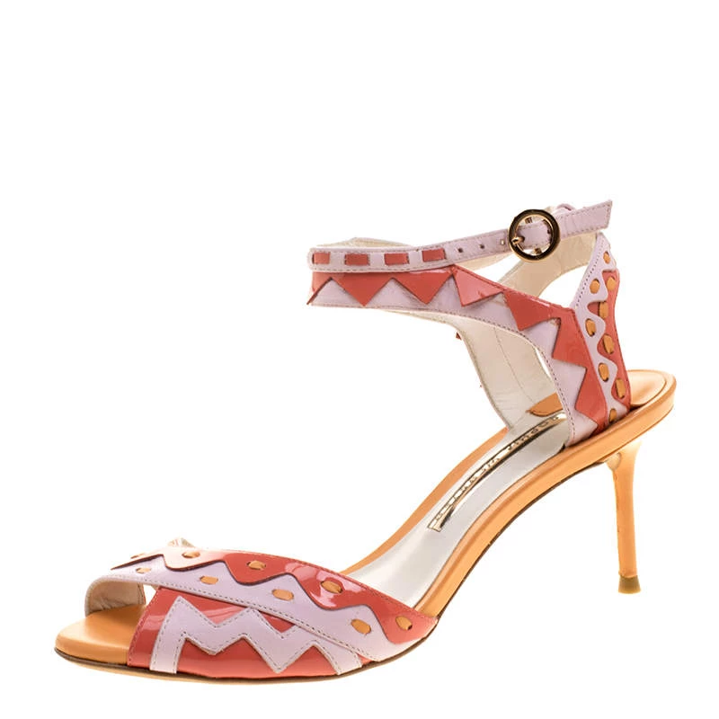Sophia Webster Multicolor Patent Leather Ankle Straps Sandals Size 36.5 For Women