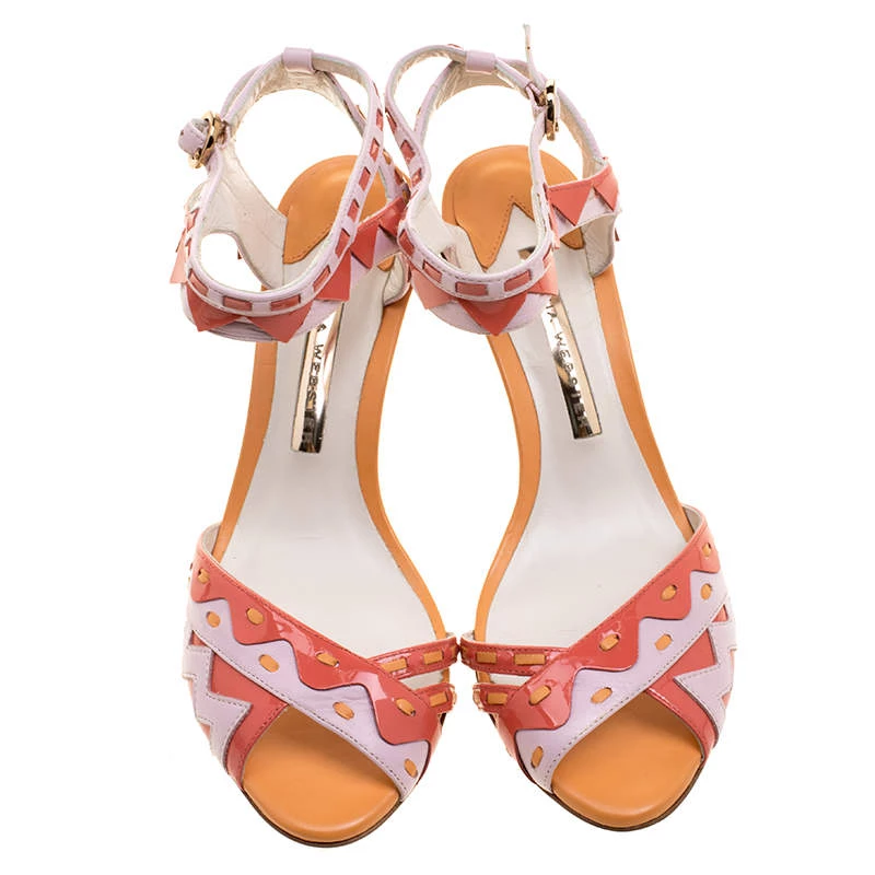 Sophia Webster Multicolor Patent Leather Ankle Straps Sandals Size 36.5 For Women - Image 3