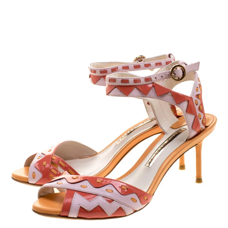 Sophia Webster Multicolor Patent Leather Ankle Straps Sandals Size 36.5 For Women - Image 4
