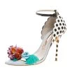 Sophia Webster Multicolor Leather Lilico Flower Embellished Ankle Strap Open Toe Sandals Size 36.5 For Women