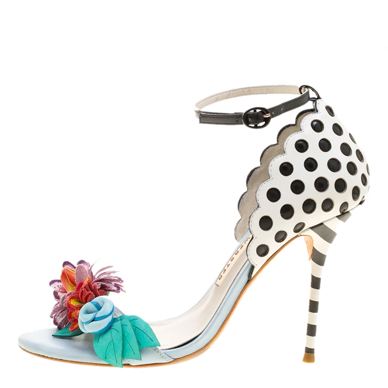 Sophia Webster Multicolor Leather Lilico Flower Embellished Ankle Strap Open Toe Sandals Size 36.5 For Women - Image 2