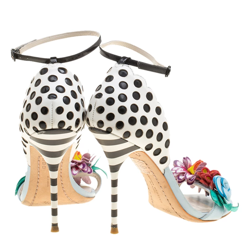 Sophia Webster Multicolor Leather Lilico Flower Embellished Ankle Strap Open Toe Sandals Size 36.5 For Women - Image 5