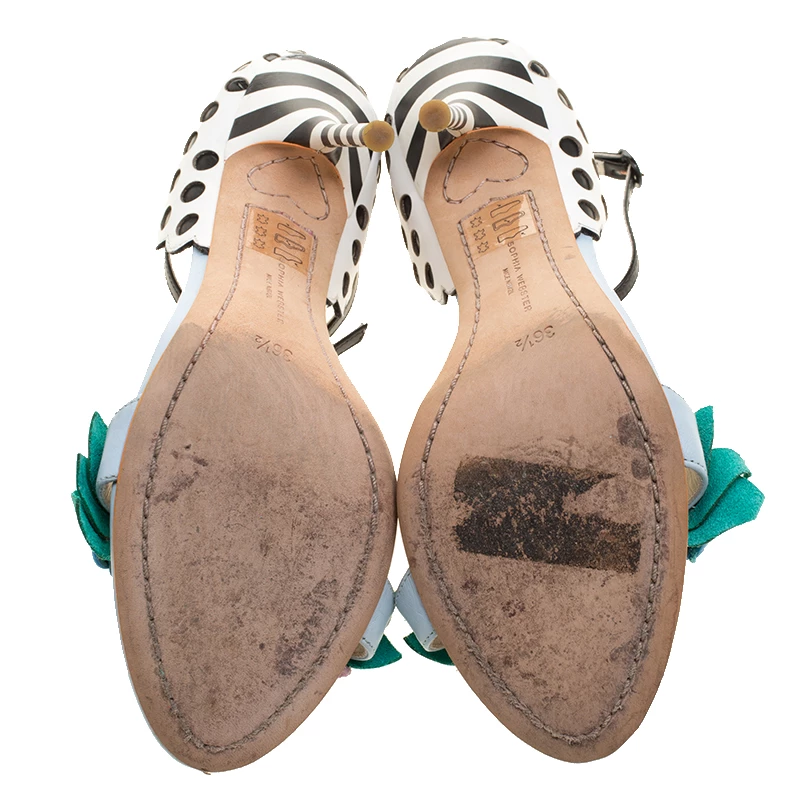 Sophia Webster Multicolor Leather Lilico Flower Embellished Ankle Strap Open Toe Sandals Size 36.5 For Women - Image 6