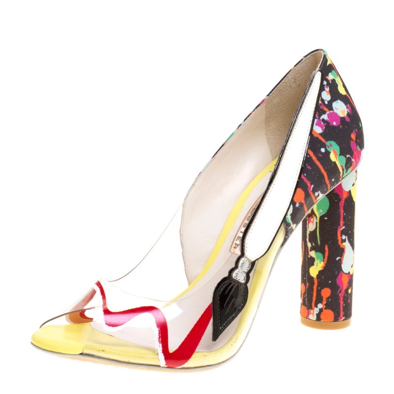 Sophia Webster Multicolor PVC And Fabric Party Like Pollock Peep Toe Pumps Size 37 For Women